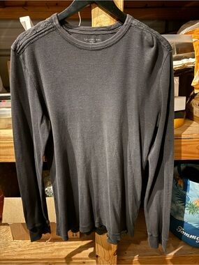 Calvin Klein Jeans Black Long-Sleeve Waffle Crew Shirt